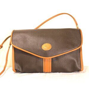 80s Monique Brown Leather with Tan Detail Cross Body Handbag